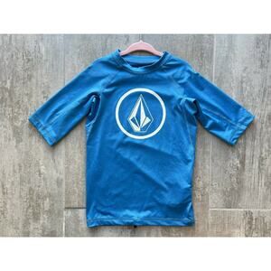 VOLCOM Kids Lido Short Sleeve Rashguard Toddler Blue Surf Anti UV 50+ UPF S NEW